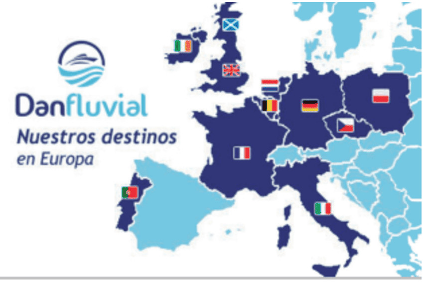 Bateaux sans autorisation | Danfluvial Mapa de los principales destinos europeos para navegar en un barco sin permiso con Danfluvial.
