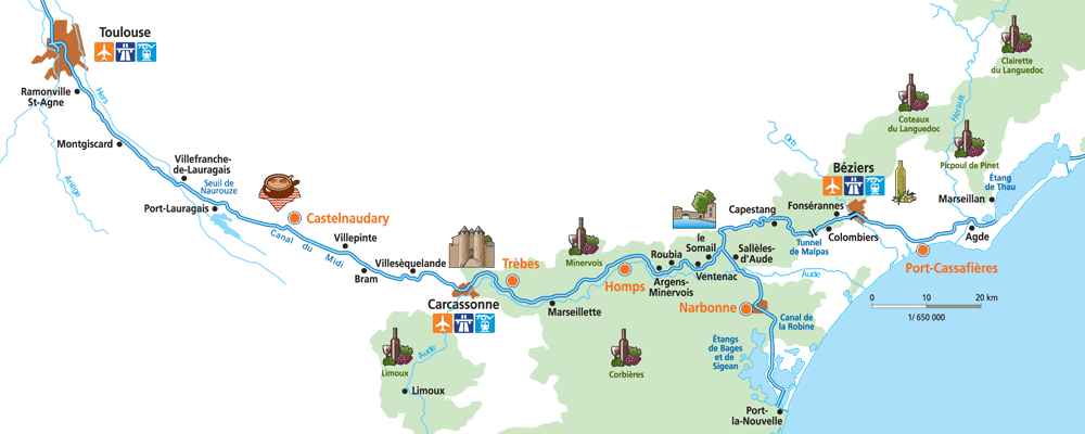 Map of Canal du Midi | Danfluvial 